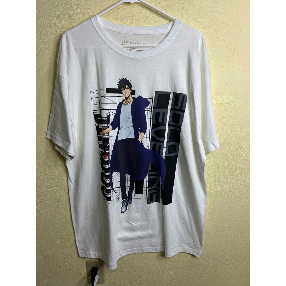 Solo Leveling Sung Jinwoo Anime Graphic T-Shirt White Mens‎ XL Crunchyroll Tee